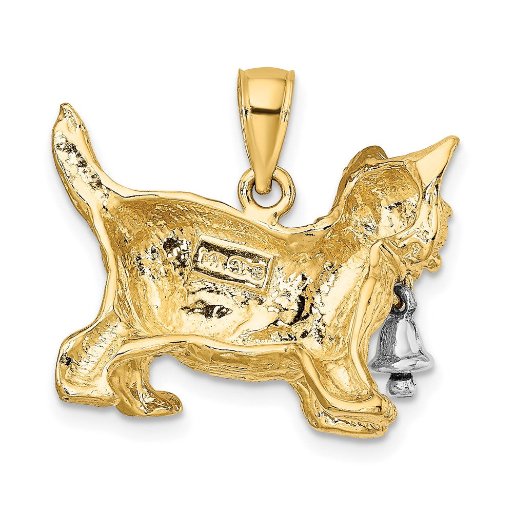 14k Two-tone GoldTwo-tone Gold Dangling Bell and Cat Charm