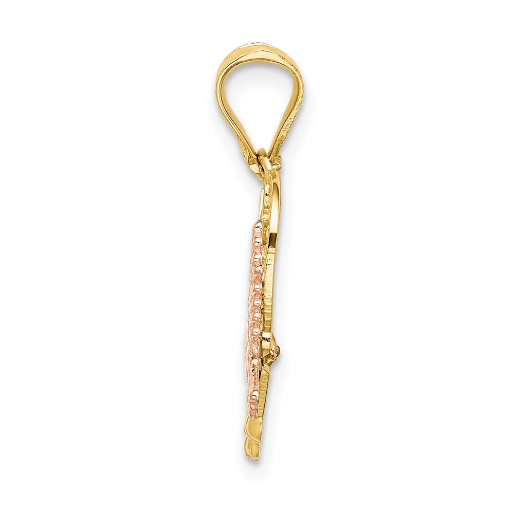 14k Two-tone Gold w/White Rhodium MADRE Heart w/Doves Charm