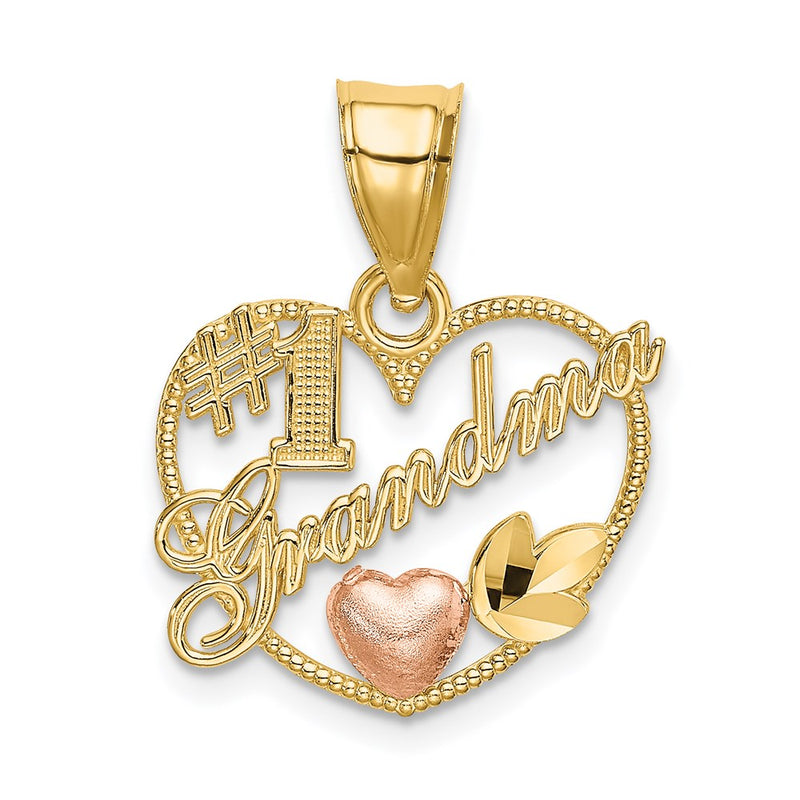 14k Two-tone Gold Two-tone Gold #1 GRANDMA In Heart Frame Charm
