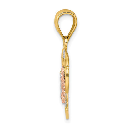 14k Two-tone GoldTwo-tone Gold w/White Rhodium Guadalupe In Heart Charm