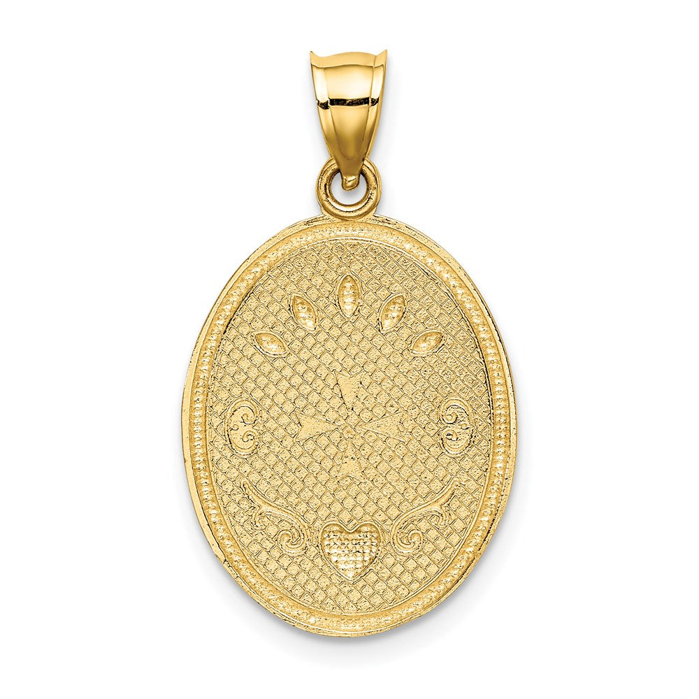 14k Yellow & Rhodium Gold w/Rhodium Oval Cherub W/ Heart Charm