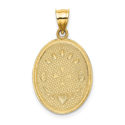 14k Yellow & Rhodium Gold w/Rhodium Oval Cherub W/ Heart Charm