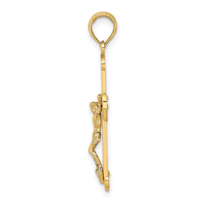 14k Two-tone Gold Engraved Crucifix Charm