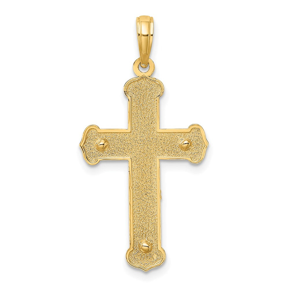 14k Two-tone Gold Engraved Crucifix Charm