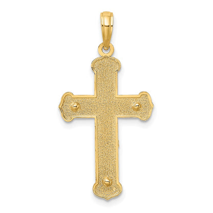 14k Two-tone Gold Engraved Crucifix Charm
