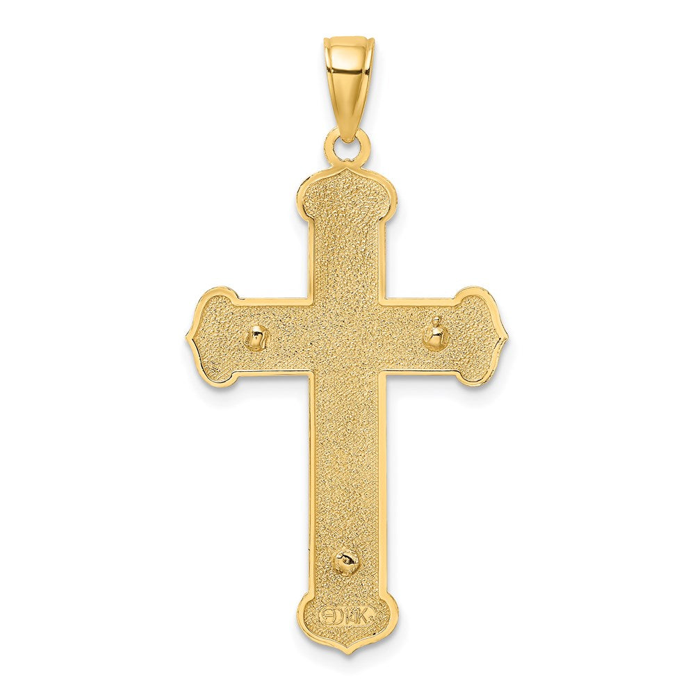 14k Two-tone Gold Engraved Crucifix Charm