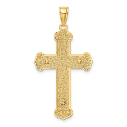 14k Two-tone Gold Engraved Crucifix Charm
