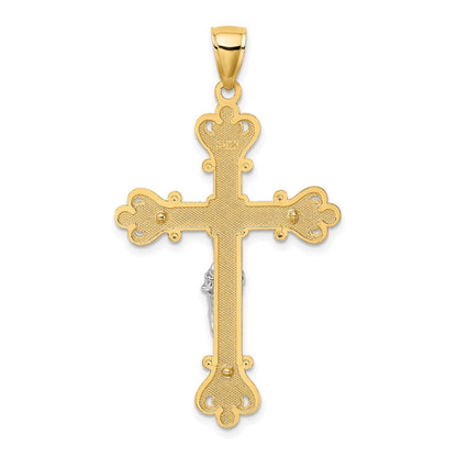 14k Two-tone Gold Two-tone Gold Engraved Crucifix Charm