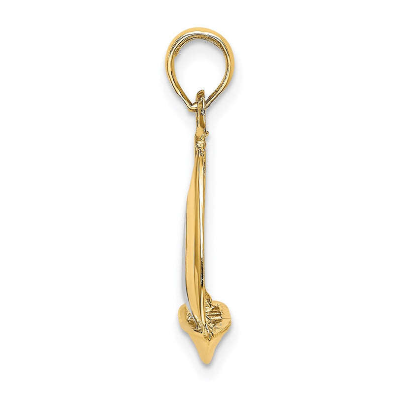 14k Yellow & Rhodium Gold w/ Rhodium 3-D Polished Sailboat Charm
