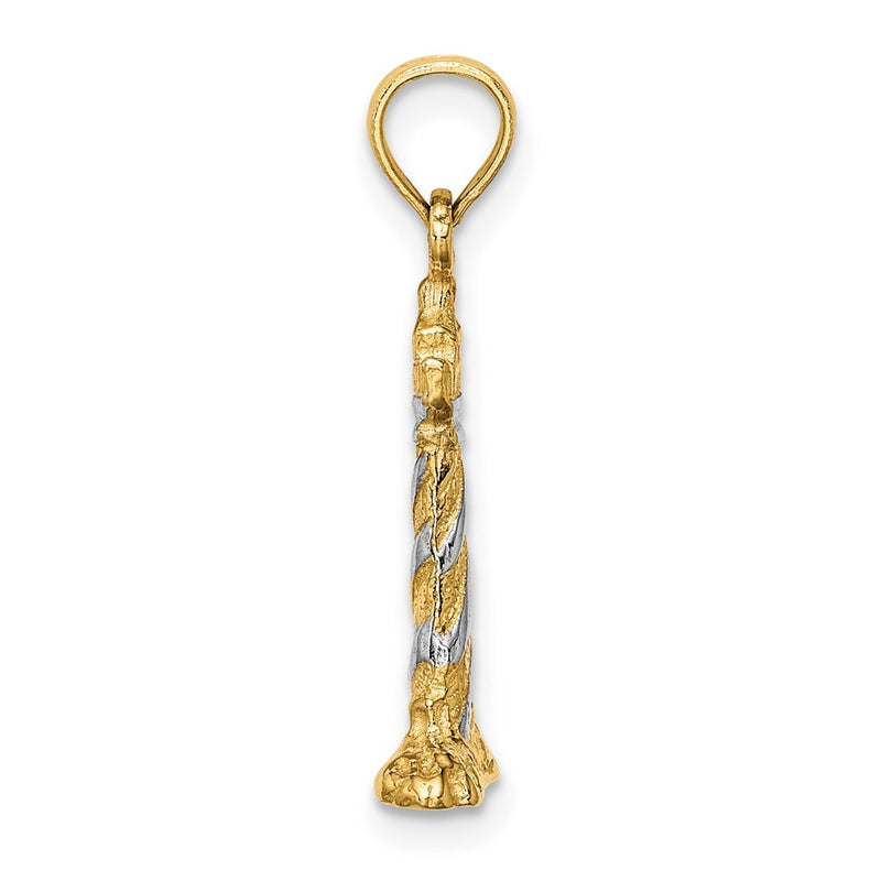14k Yellow & Rhodium Gold W/Rhodium 3-D Lighthouse Charm