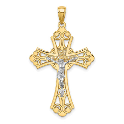14k Two-tone Gold Two-tone Gold Cut-Out Crucifix Charm