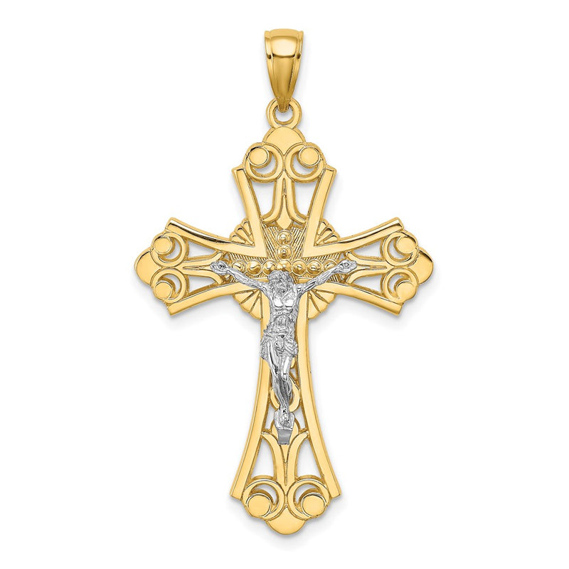 14k Two-tone Gold Two-tone Gold Cut-Out Crucifix Charm