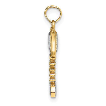 14k Yellow & Rhodium Gold w/Rhodium 3-D Fishbone Charm