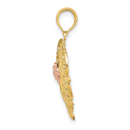14k Two-tone Gold Rose and Yellow Gold Flower and Heart Charm
