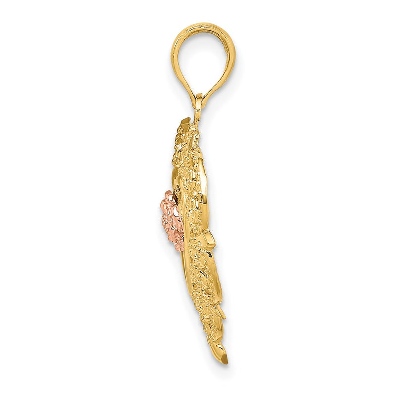14k Two-tone Gold Rose and Yellow Gold Flower and Heart Charm