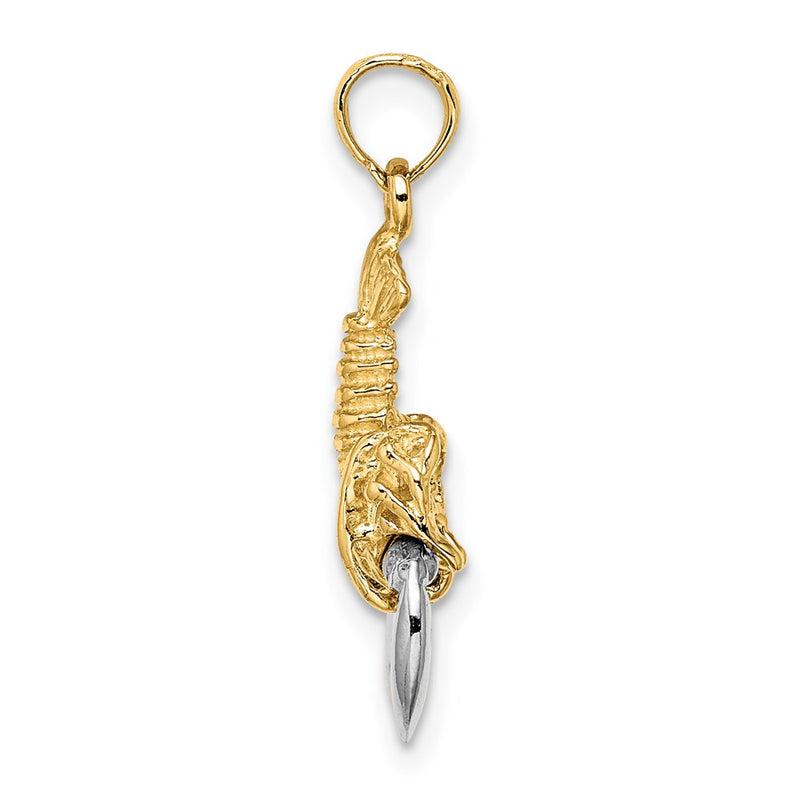14k Yellow & Rhodium Gold with White Rhodium Moveable Lobster Charm