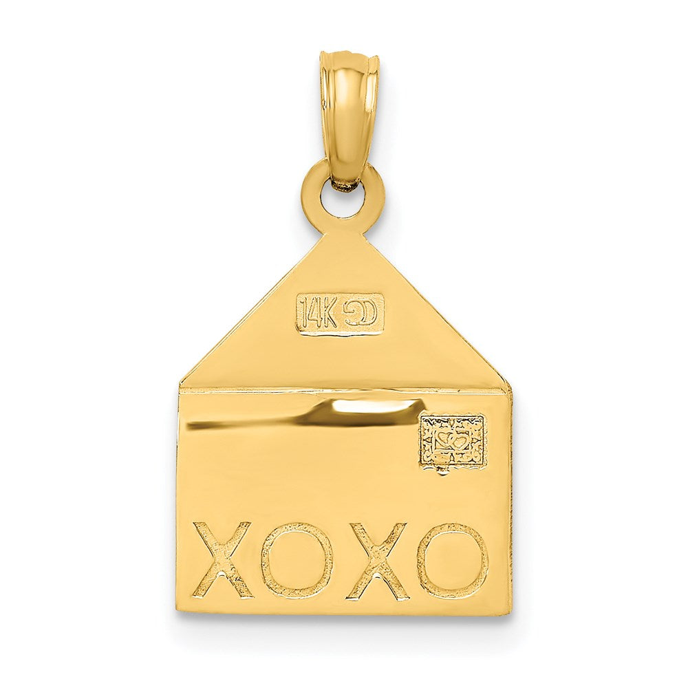 14k Two-tone Gold Rose and Yellow Gold 3-D XOXO Envelope Heart Charm