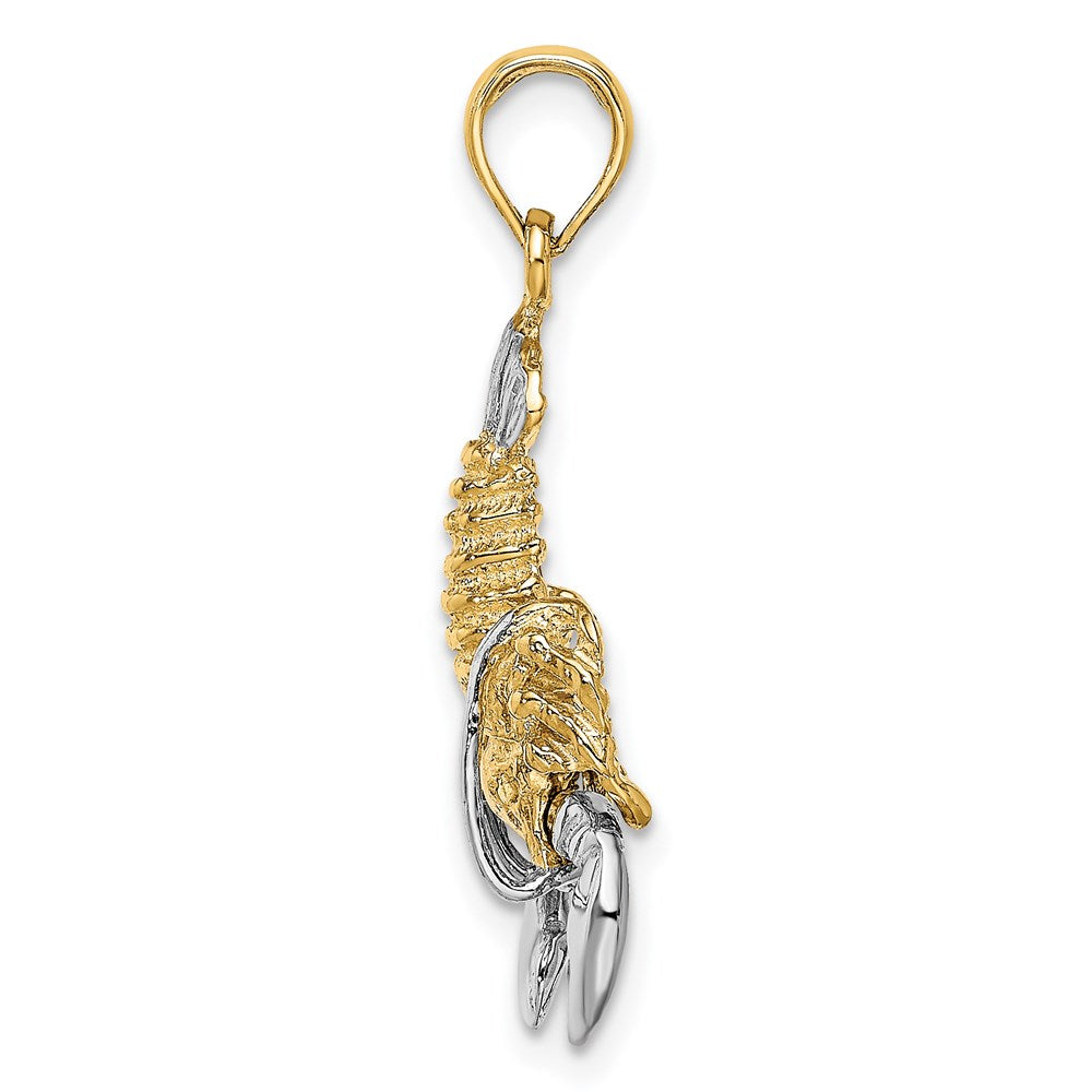 14k Yellow & Rhodium Gold with White Rhodium Moveable Lobster Charm