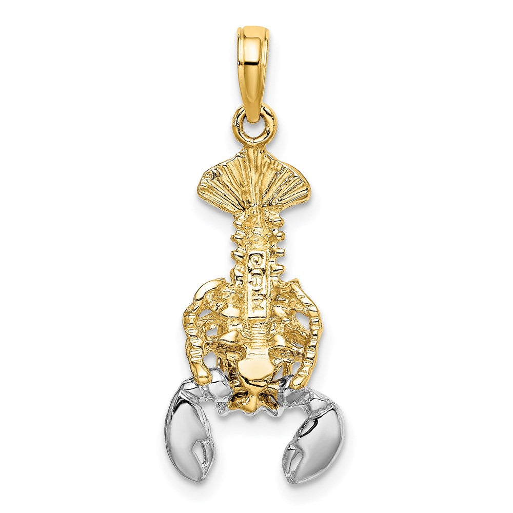 14k Yellow & Rhodium Gold with White Rhodium Moveable Lobster Charm