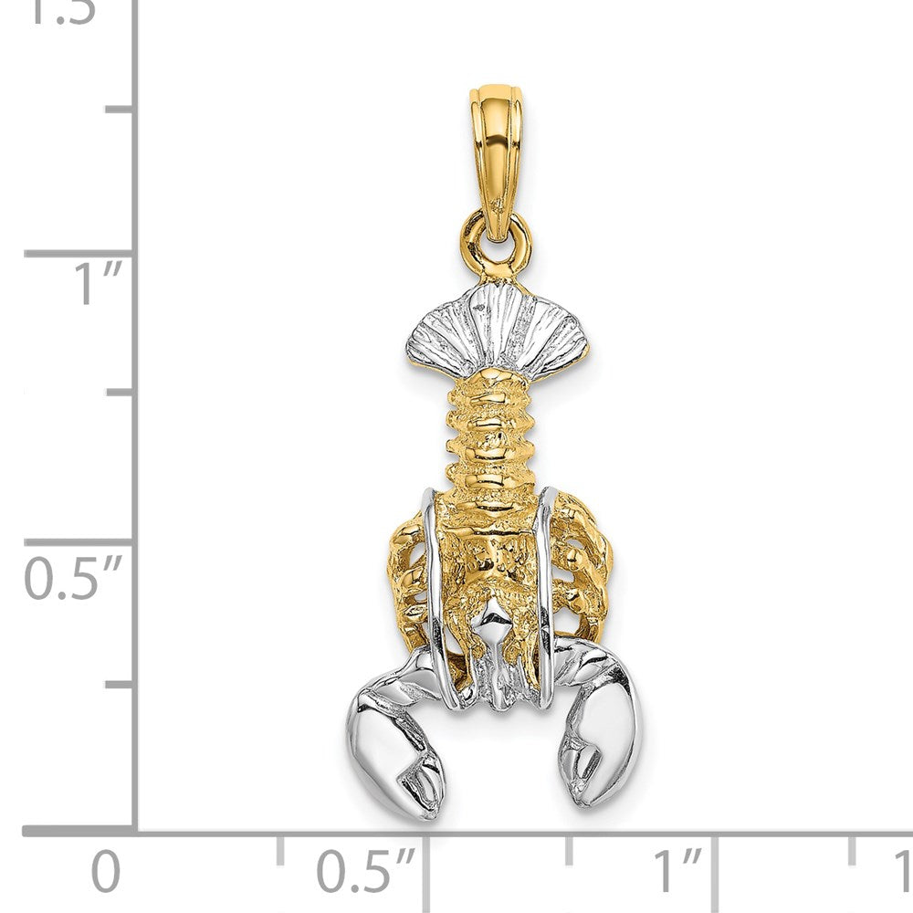 14k Yellow & Rhodium Gold with White Rhodium Moveable Lobster Charm