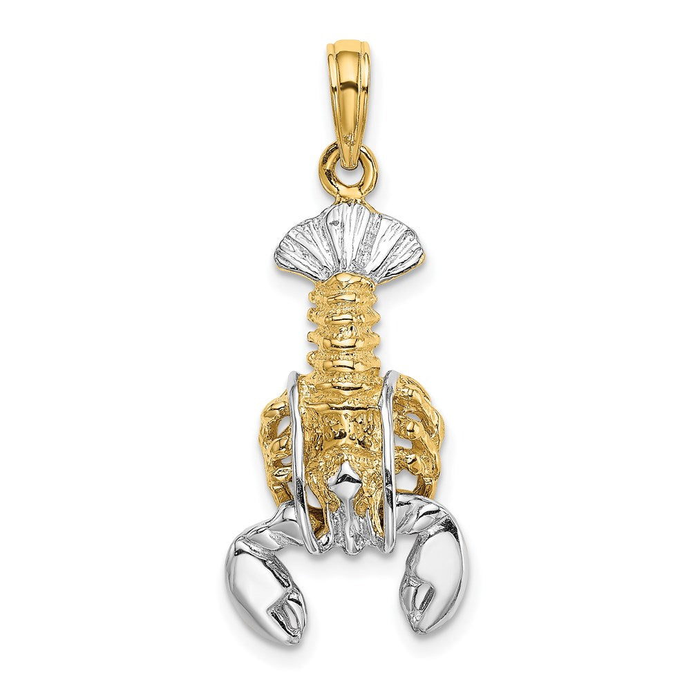 14k Yellow & Rhodium Gold with White Rhodium Moveable Lobster Charm