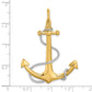 14k Yellow & Rhodium Gold w/Rhodium 3-D Large Anchor w/Rope and Shackle Bail Charm