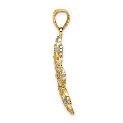 14k Yellow & Rhodium Gold w/ Rhodium D/C Flower Charm