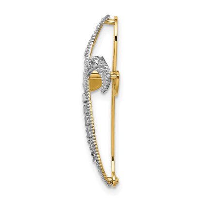 14k Yellow & Rhodium Gold w/Rhodium Diamond-Cut Twisted Cross Charm