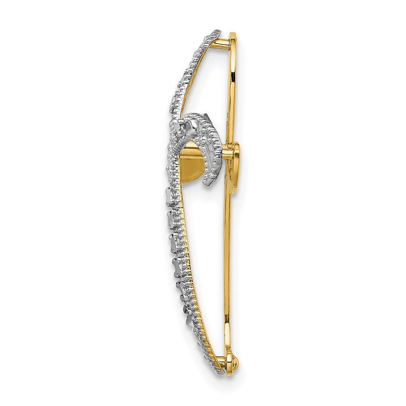 14k Yellow & Rhodium Gold w/Rhodium Diamond-Cut Twisted Cross Charm