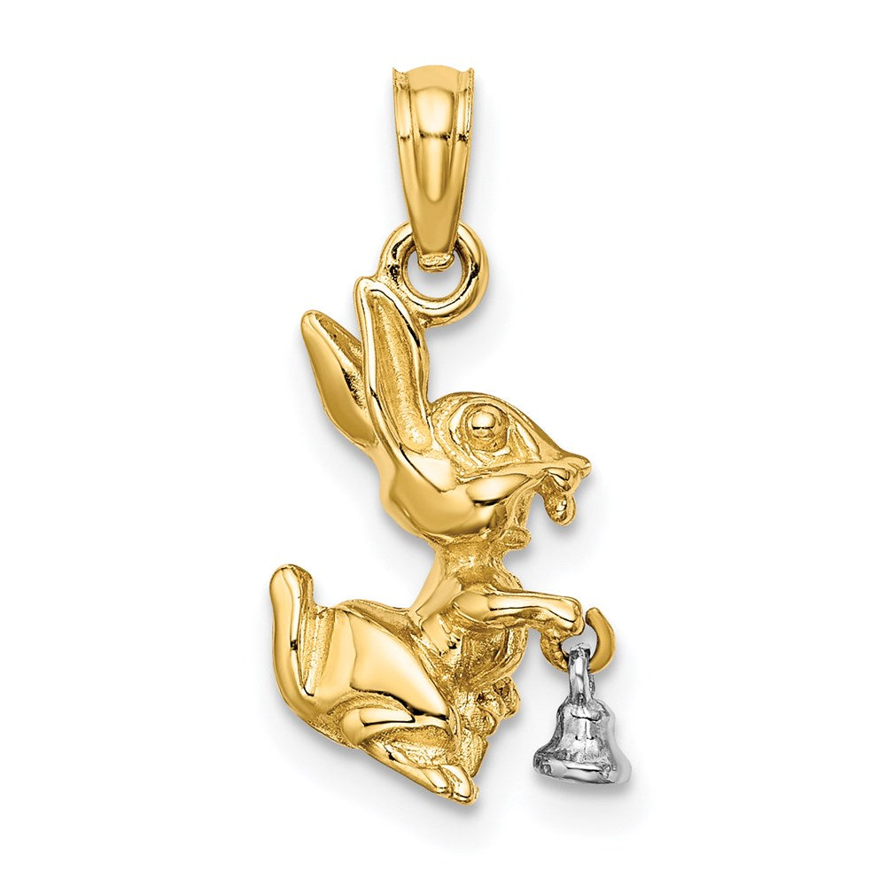 14k Two-tone Gold Two-tone Gold Moveable 3-D Bunny Rabbit Charm ...