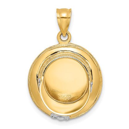 14k Yellow & Rhodium Gold w/Rhodium 3-D Police Hat Charm