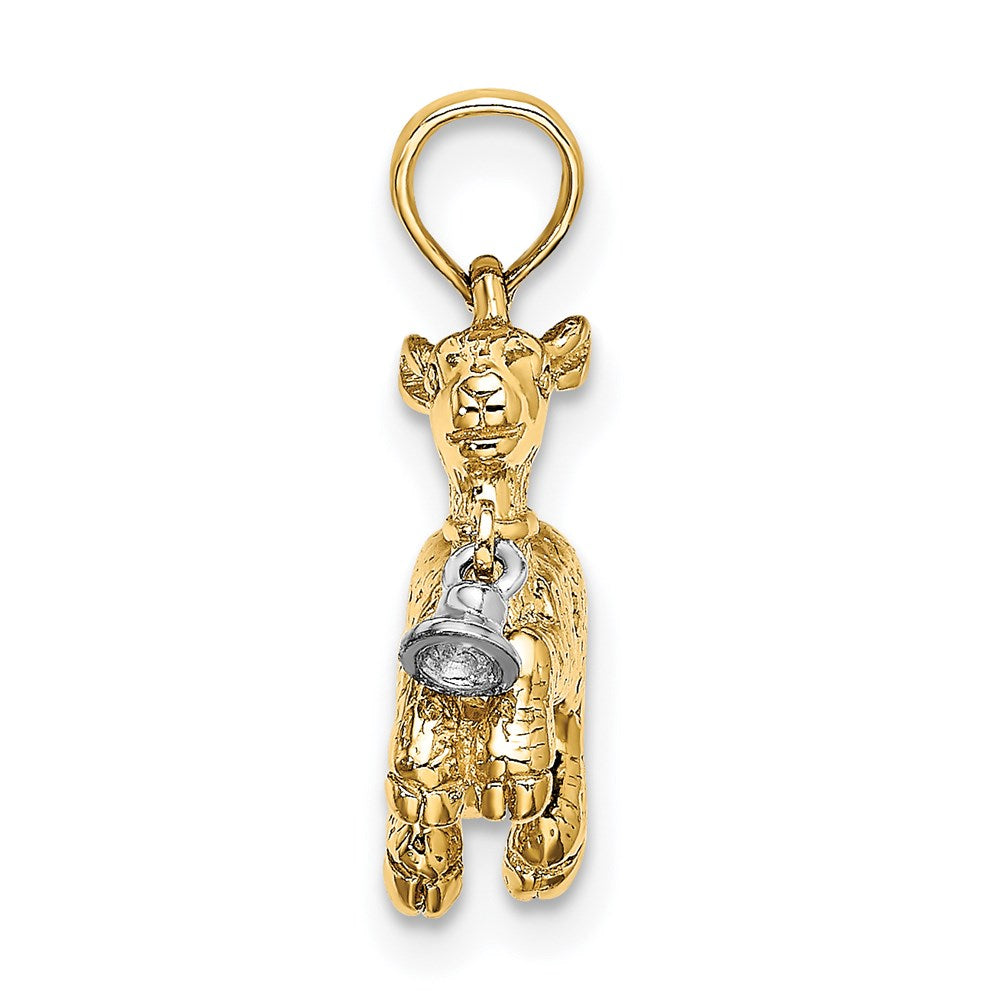 14k Two-tone Gold 3-D Playful Lamb w/ Moveable Bell Charm