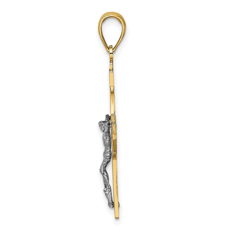 14k Two-tone Gold Celtic Crucifix w/ Eternity Circle Charm