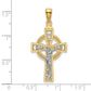 14k Two-tone Gold Celtic Crucifix w/ Eternity Circle Charm