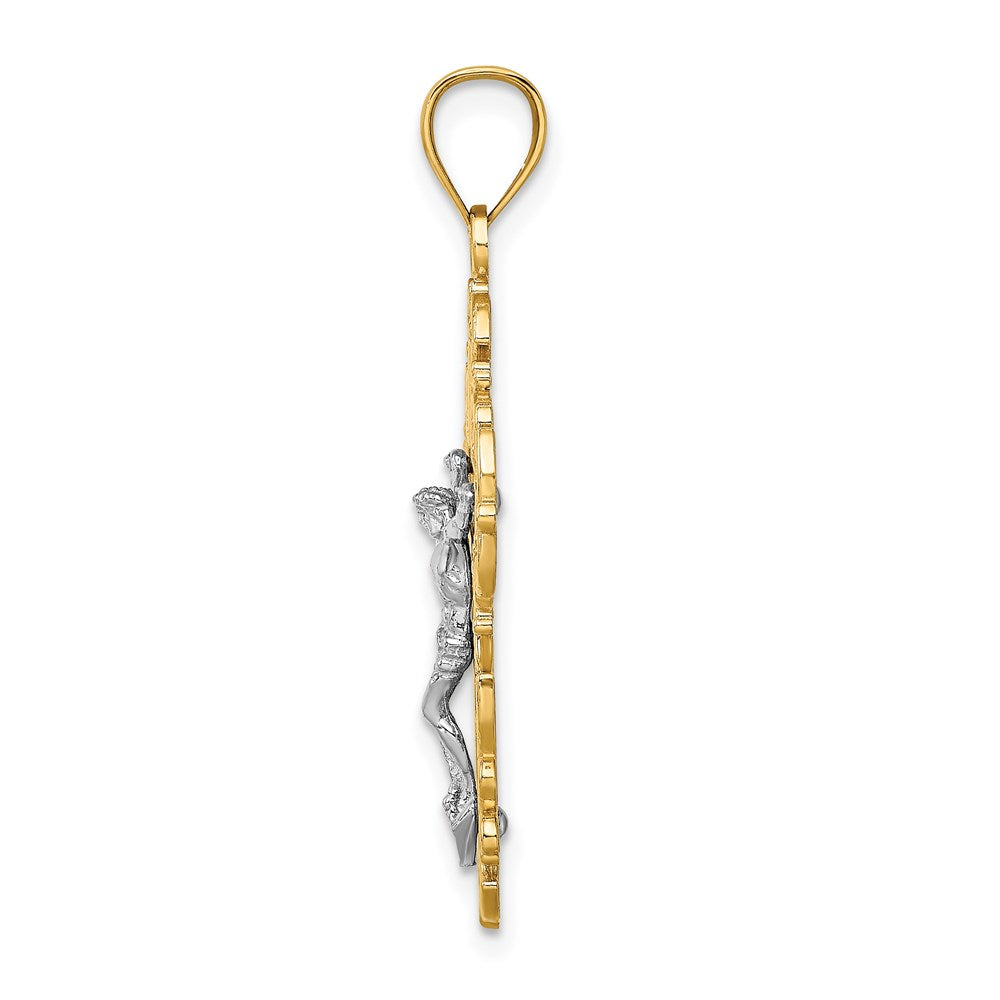 14k Two-tone Gold Two-tone Gold w/Lace Trim Crucifix Charm