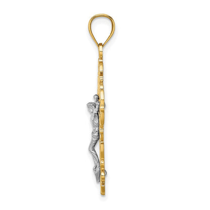 14k Two-tone Gold Two-tone Gold w/Lace Trim Crucifix Charm