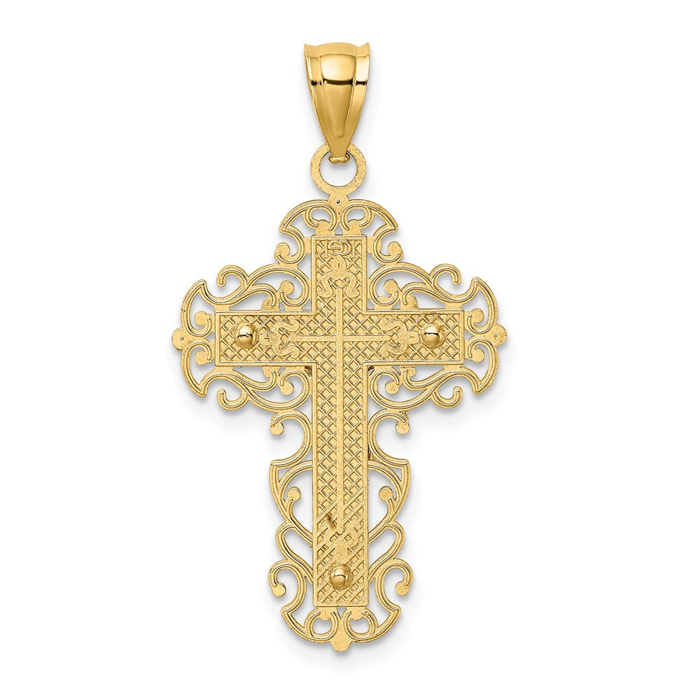 14k Two-tone Gold Two-tone Gold w/Lace Trim Crucifix Charm