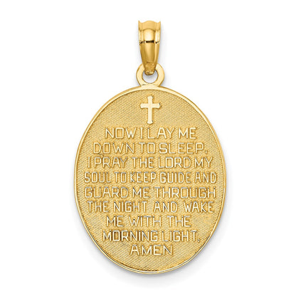 14k Yellow & Rhodium Gold w/Rhodium Reversible CHILDS PRAYER w/Girl Charm