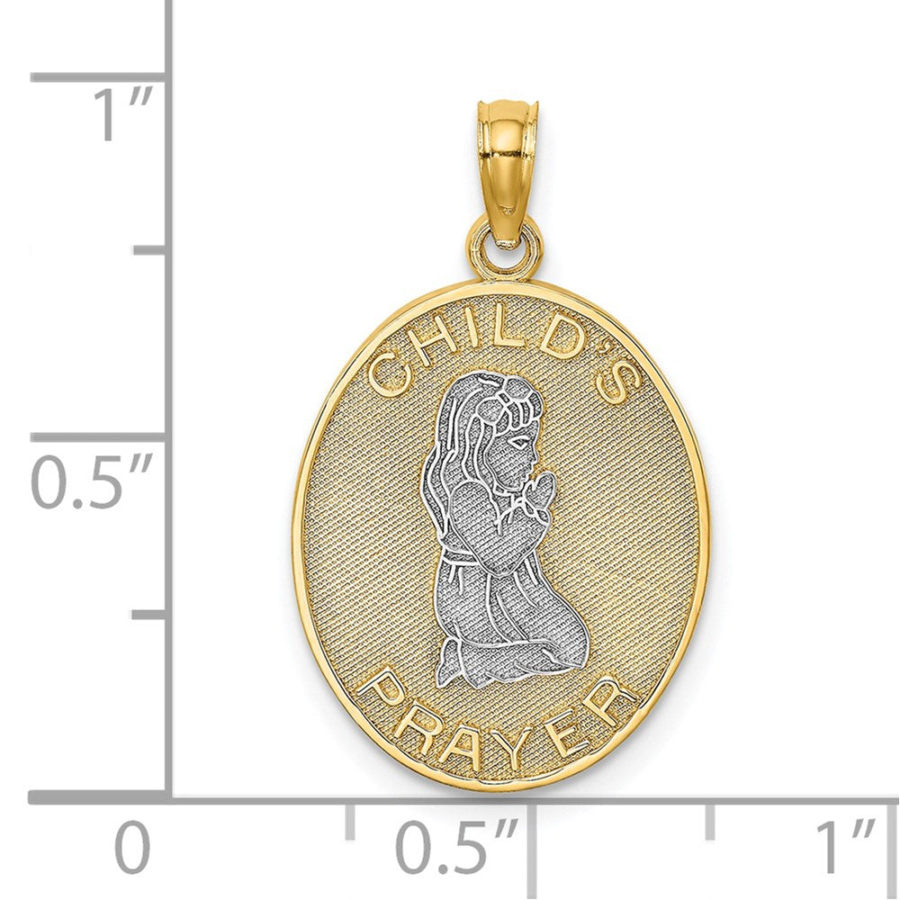 14k Yellow & Rhodium Gold w/Rhodium Reversible CHILDS PRAYER w/Girl Charm