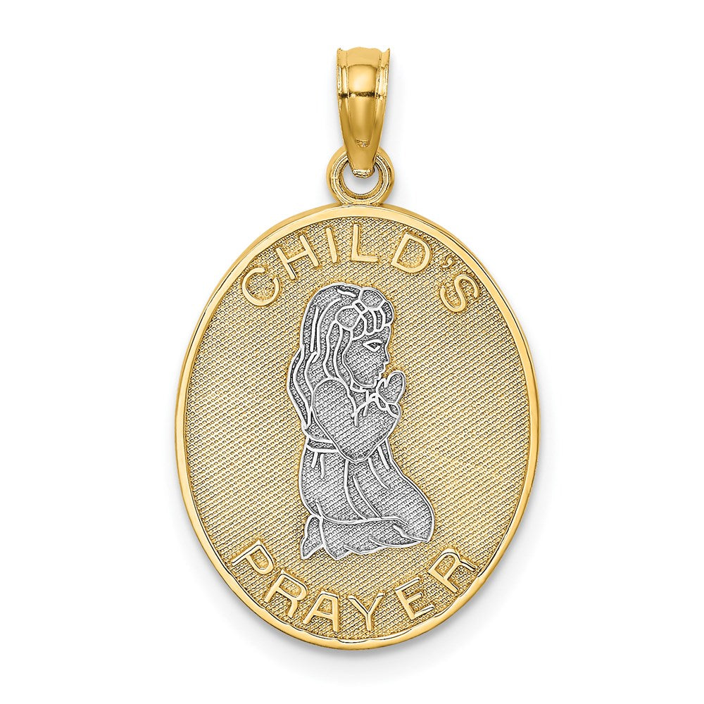 14k Yellow & Rhodium Gold w/Rhodium Reversible CHILDS PRAYER w/Girl Charm