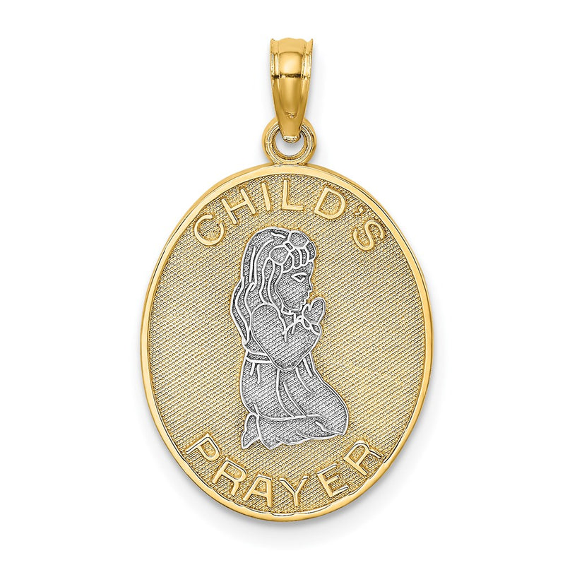 14k Yellow & Rhodium Gold w/Rhodium Reversible CHILDS PRAYER w/Girl Charm
