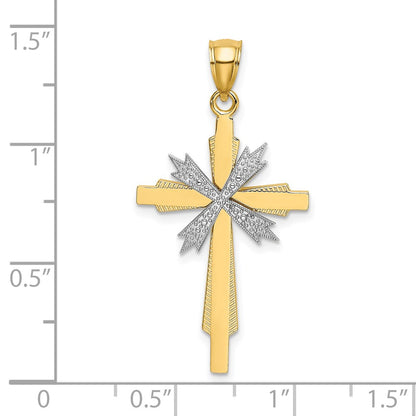 14k Two-tone Gold Two-tone Gold Fashion Cross Charm