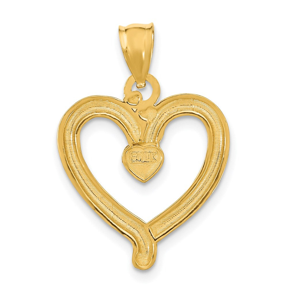 14k Yellow & Rhodium Gold w/Rhodium Diamond-cut Heart Charm