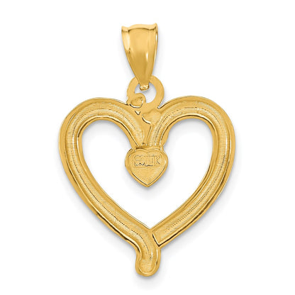 14k Yellow & Rhodium Gold w/Rhodium Diamond-cut Heart Charm