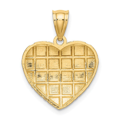 14k Yellow & Rhodium Gold w/Rhodium Diamond-cut Heart Charm
