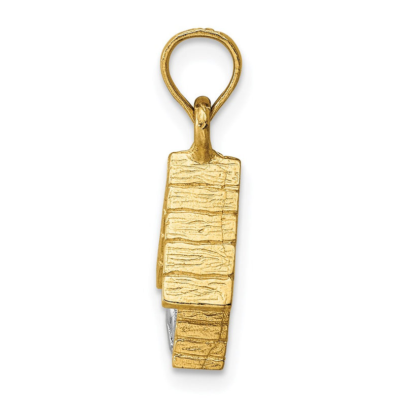 14k Two-tone Gold 3-D Dog Inside Dog House Charm