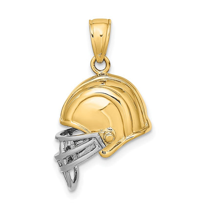 14k Yellow & Rhodium Gold w/Rhodium 3-D Football Helmet Charm