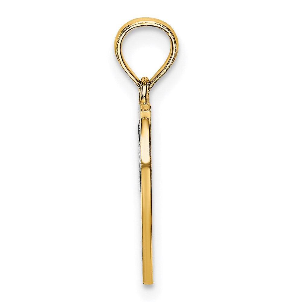 14k Yellow & Rhodium Gold w/Rhodium MOM and Angel Heart Charm