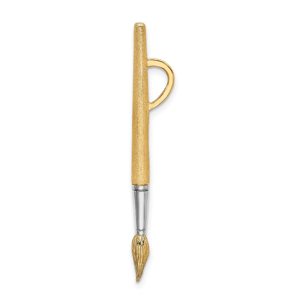14k Yellow & Rhodium Gold w/Rhodium  3-D Water Paint Brush Charm