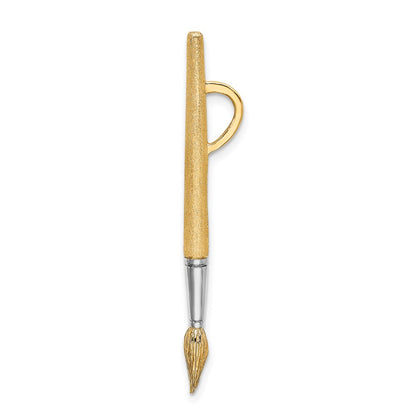 14k Yellow & Rhodium Gold w/Rhodium  3-D Water Paint Brush Charm